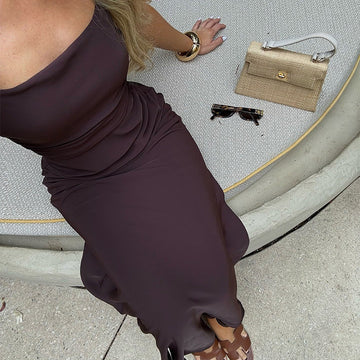 Sexy Fashion Show-Back Comfortable Solid Color Sling Dress In Autumn 2024